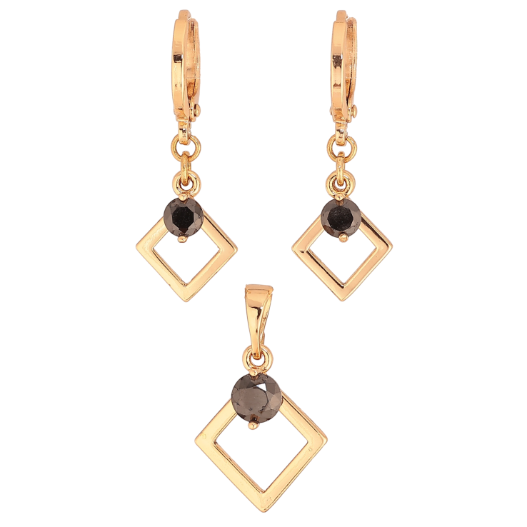 Набір Xuping колір Позолота 18K сережки кулон "Ромбові підвіски з чорними кристалами" фото №11 Набір Xuping колір Позолота 18K сережки кулон "Ромбові підвіски з чорними кристалами" фото №11