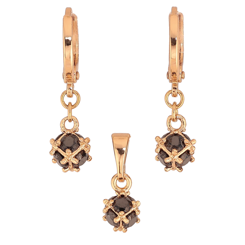 Набор Xuping цвет Позолота 18K серьги кулон "Подвески из черных кристаллов" ø 5мм фото №1