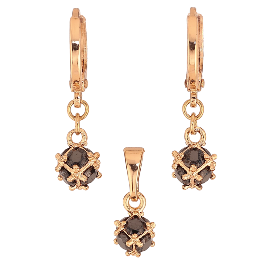 Набір Xuping колір Позолота 18K сережки кулон "Підвіски із чорних кристалів" ø 5мм фото №1