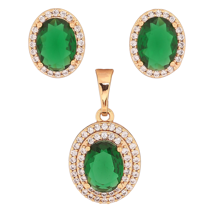 Набір Xuping колір Позолота 18K сережки кулон "Зелені кристали в обрамленні" фото №24 Набір Xuping колір Позолота 18K сережки кулон "Зелені кристали в обрамленні" фото №24