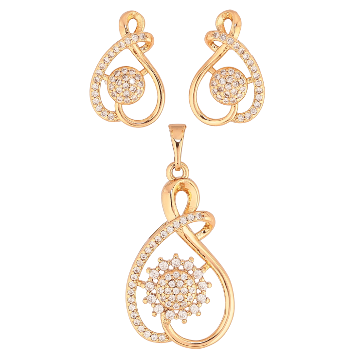 Набір Xuping колір Позолота 18K сережки кулон "Візерунок з кристалами" фото №16 Набір Xuping колір Позолота 18K сережки кулон "Візерунок з кристалами" фото №16