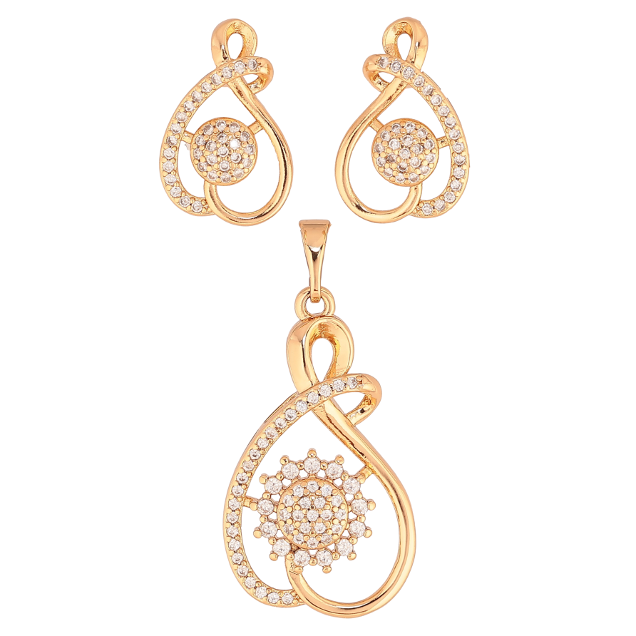 Набір Xuping колір Позолота 18K сережки кулон "Візерунок з кристалами" фото №1 Набір Xuping колір Позолота 18K сережки кулон "Візерунок з кристалами" фото №1