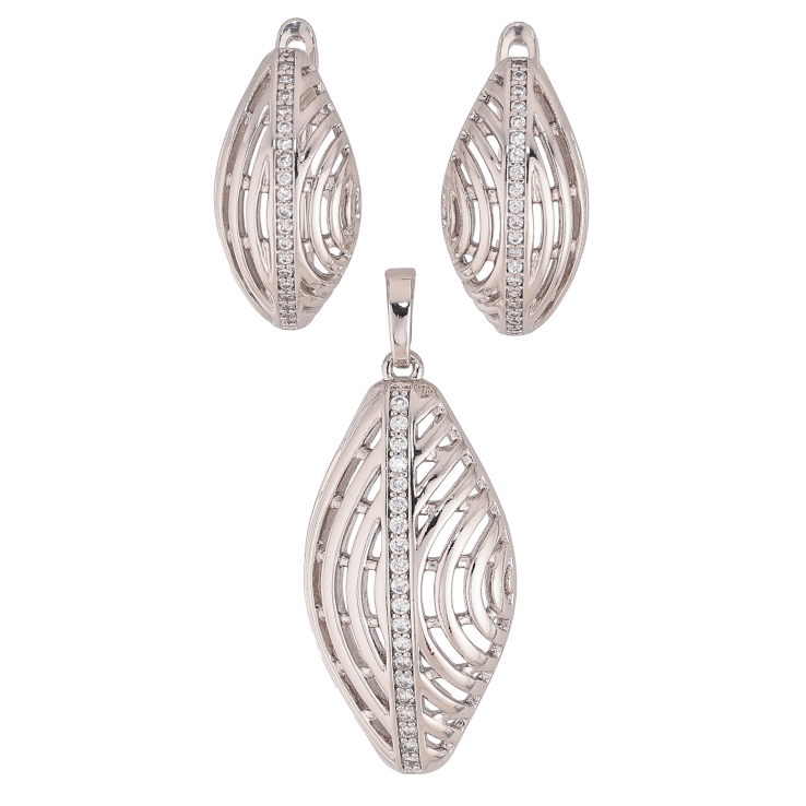 Набір Xuping колір Родій Сережки Кулон "Різний візерунок з кристалами" фото №23 Набір Xuping колір Родій Сережки Кулон "Різний візерунок з кристалами" фото №23