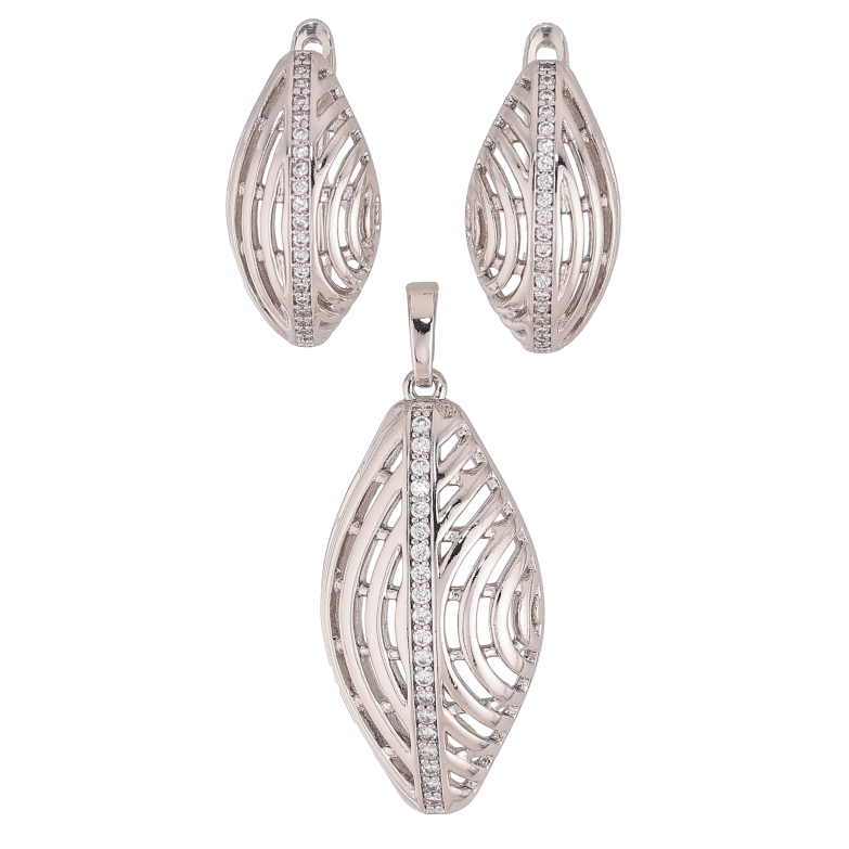 Набір Xuping колір Родій Сережки Кулон "Різний візерунок з кристалами" фото №2