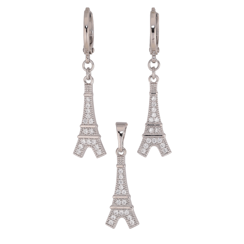 Набір Xuping колір Родій Сережки Кулон "Ейфелева вежа" фото №3