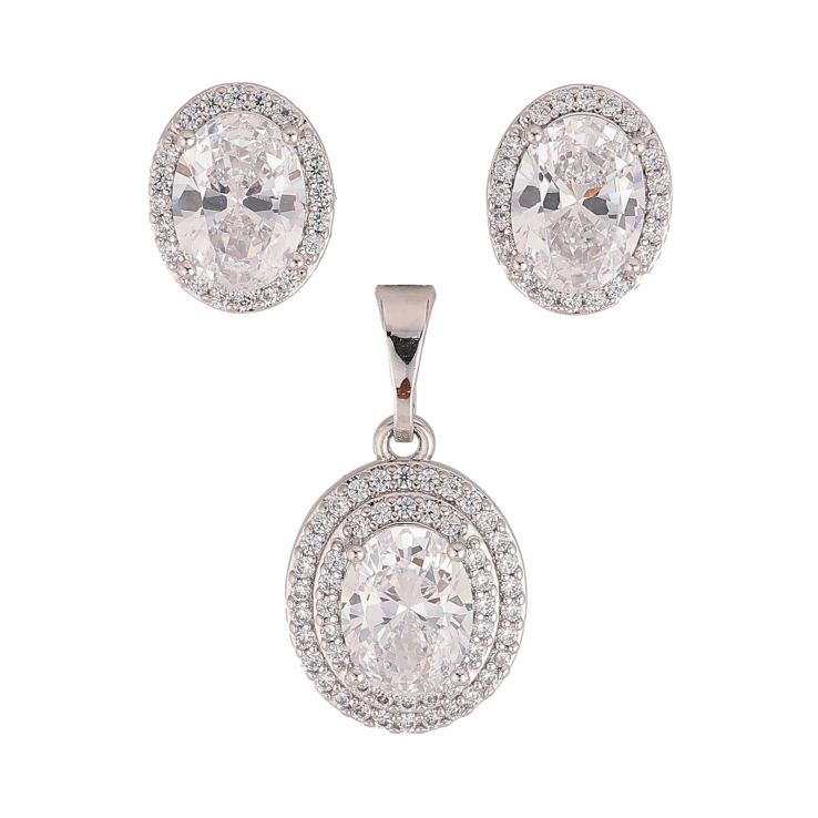 Набір Xuping колір Родій Сережки Кулон "Інкрустація кристалами" фото №16 Набір Xuping колір Родій Сережки Кулон "Інкрустація кристалами" фото №16