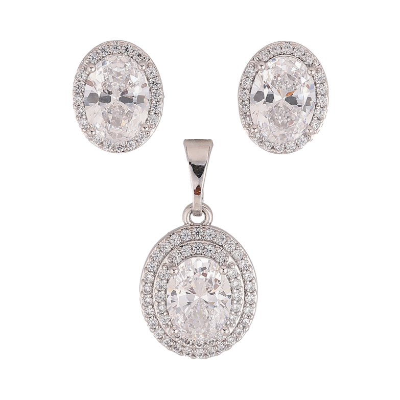 Набір Xuping колір Родій Сережки Кулон "Інкрустація кристалами" фото №1