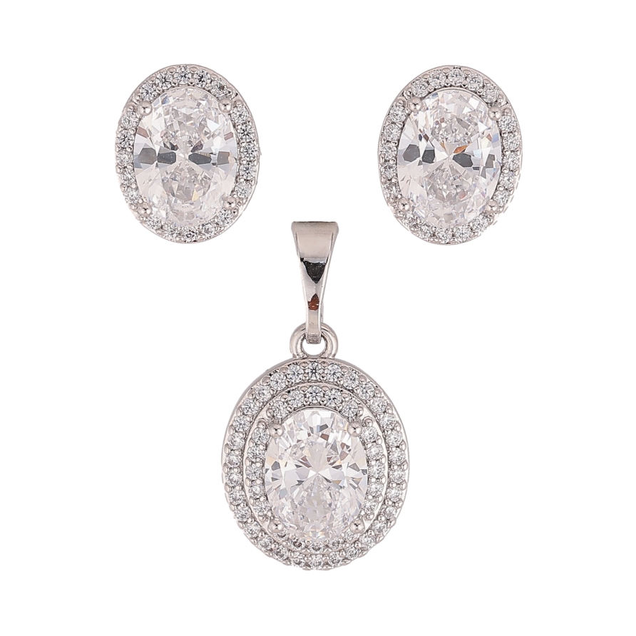 Набор Xuping цвет Родий Серьги Кулон "Инкрустация кристаллами" фото №1