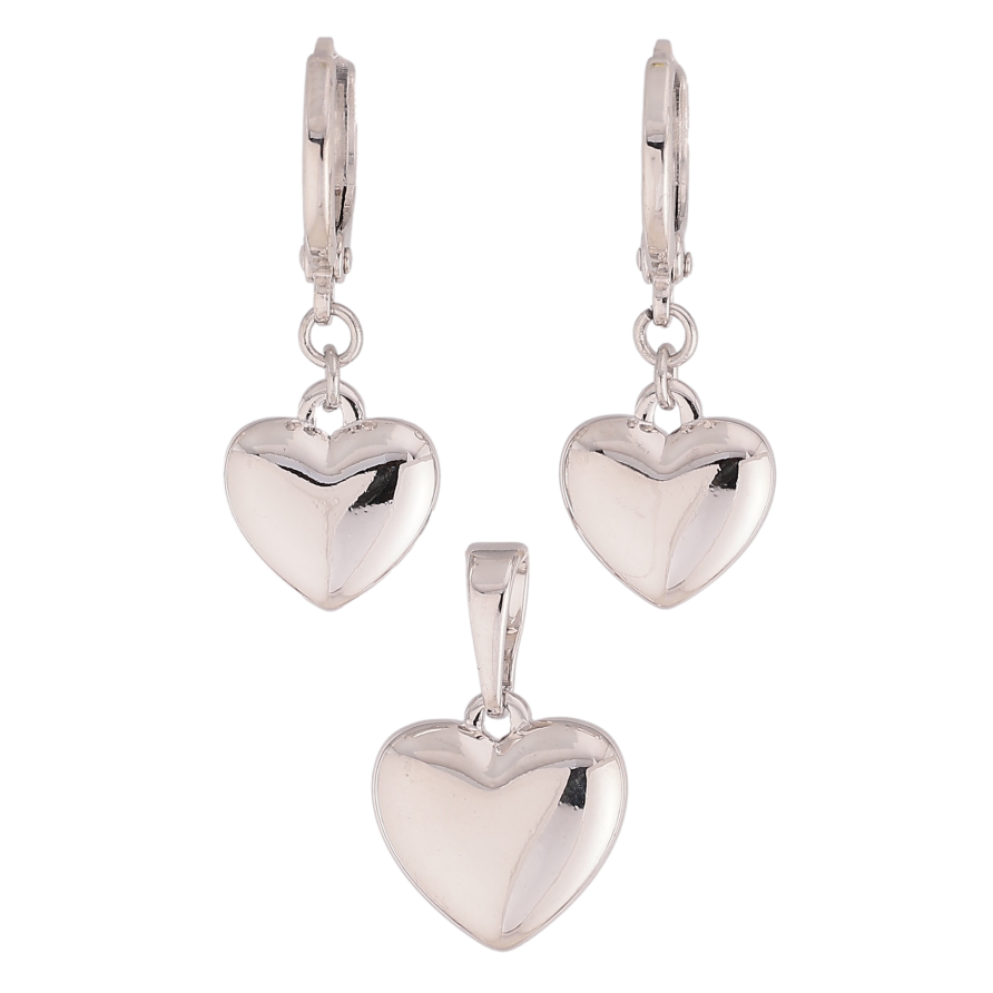 Набор Xuping цвет Родий Серьги Кулон "Сердечки" сер. 9х10мм, кул. 11х12мм фото №1