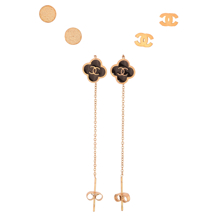 Набір Сережки Нержавіюча сталь пусети "Декоративний візерунок з емаллю" ø 7мм фото №12