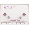 Серьги Набор (3 пары) Xuping TTM Stainless Steel цвет Родий пусеты "Кристаллы, цветочки и жемчужины" ø 5мм, 8мм фото №2