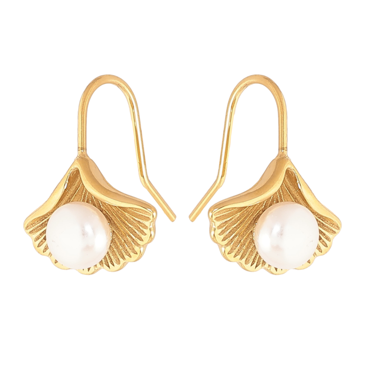 Сережки Нержавіюча сталь французький замок ""Листочки з перлинами" фото №11