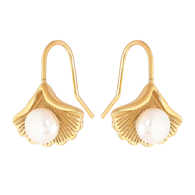 Сережки Нержавіюча сталь французький замок ""Листочки з перлинами" фото №21