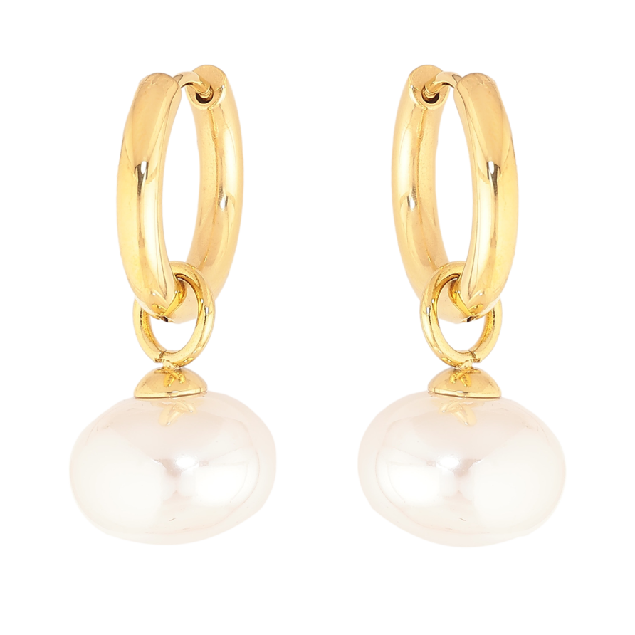 Серьги Нержавеющая сталь подвески на колечках "Жемчужины" 2 в 1, ø 14мм фото №1