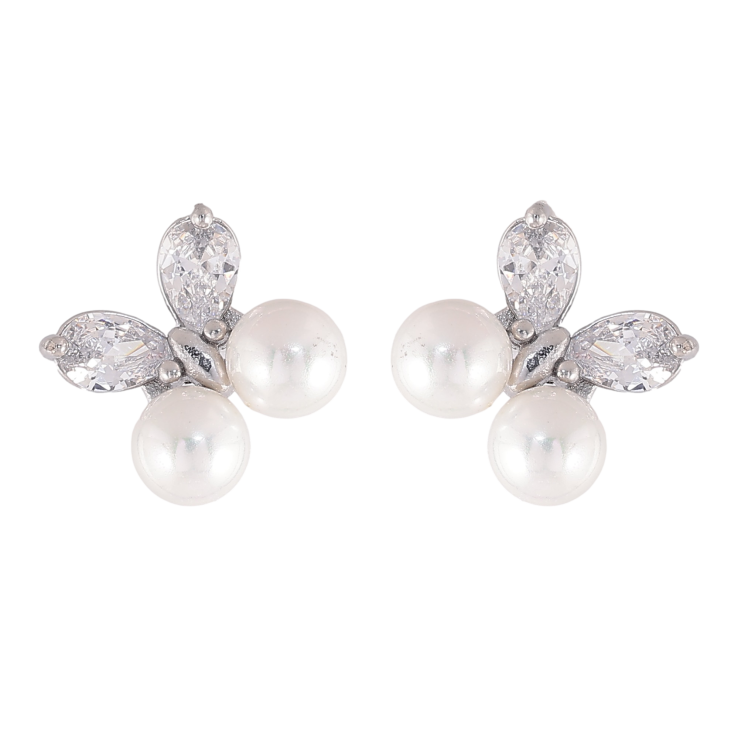 Серьги Нержавеющая сталь пусеты "Бабочки с кристаллами и жемчужинами" фото №20