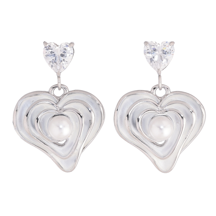 Серьги Нержавеющая сталь пусеты "Сердечки" фото №25