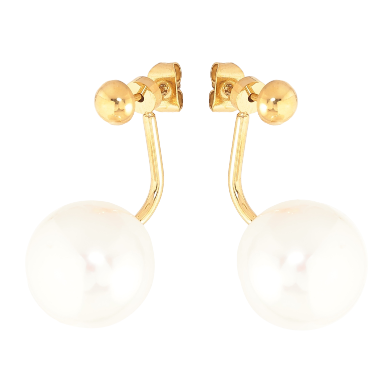 Сережки Нержавіюча сталь пусети-джекети "Перлини" ø 5мм та 14мм, 2 в 1 фото №1