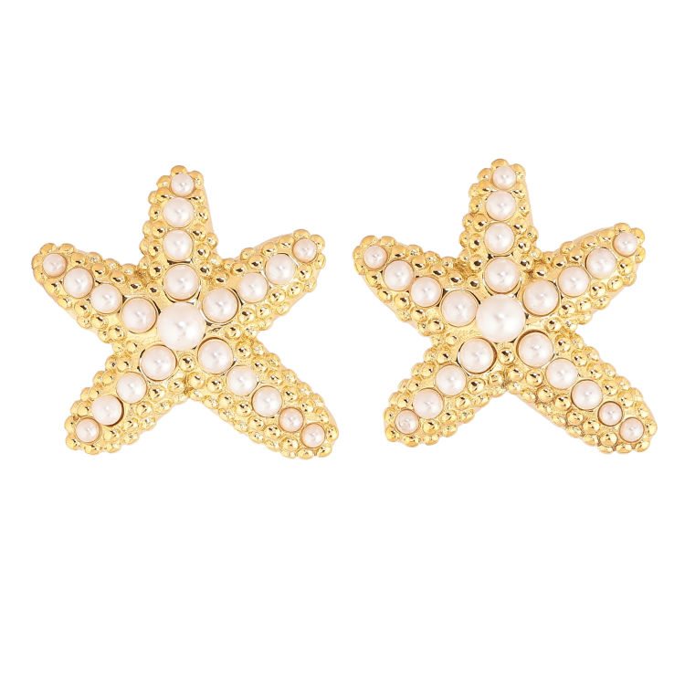 Сережки Нержавіюча сталь пусети "Морські зірки з перлинками" фото №16