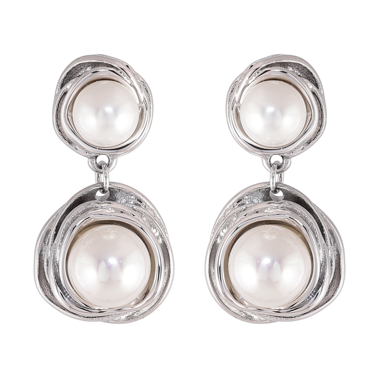 Сережки Нержавіюча сталь пусети "Підвіски з перлинами" фото №1