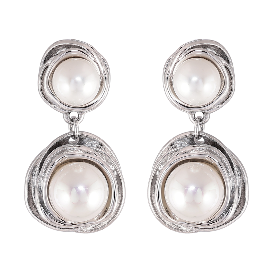 Сережки Нержавіюча сталь пусети "Підвіски з перлинами" фото №1