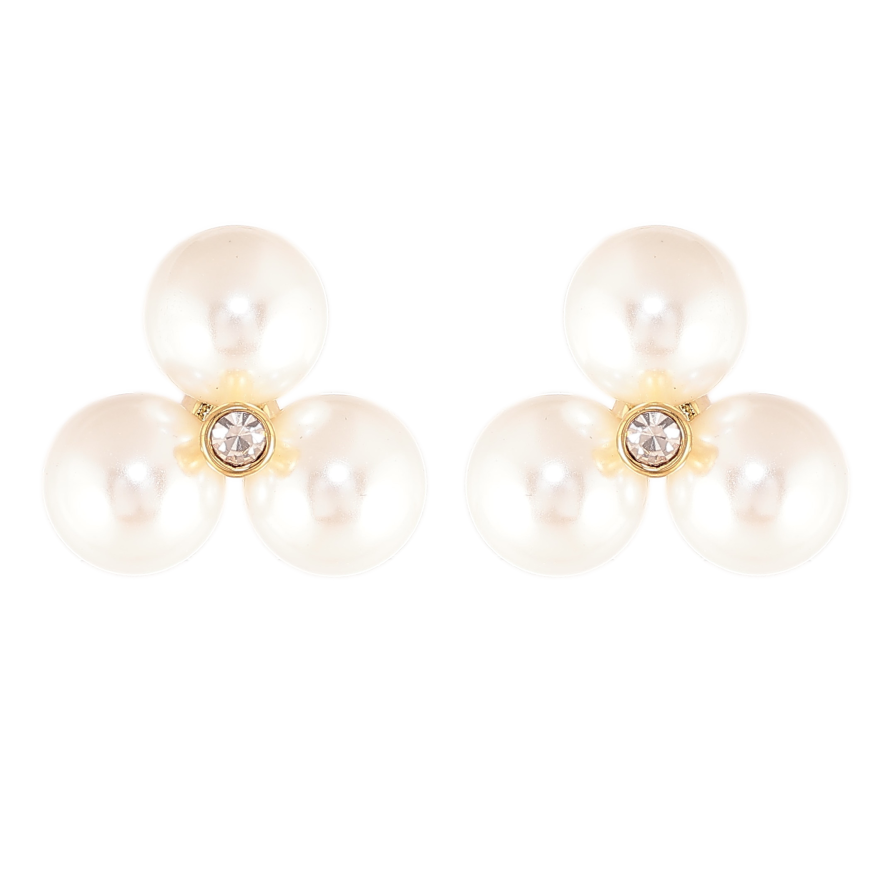 Серьги Нержавеющая сталь пусеты "Жемчужные цветочки" фото №1