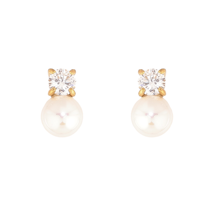 Сережки Нержавіюча сталь пусети "Кристали з перлинами" фото №10