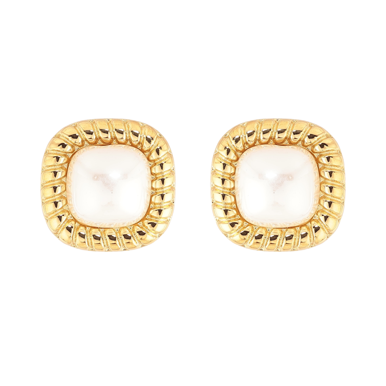 Серьги Нержавеющая сталь пусеты "Узор с жемчужинами" фото №1 Серьги Нержавеющая сталь пусеты "Узор с жемчужинами" фото №1