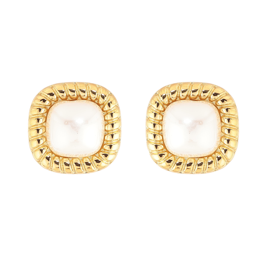 Сережки Нержавіюча сталь пусети "Візерунок з перлинами" фото №1 Сережки Нержавіюча сталь пусети "Візерунок з перлинами" фото №1