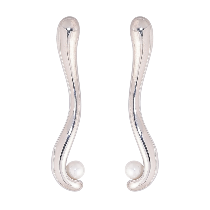 Серьги Нержавеющая сталь пусеты "Узор с жемчужинами" фото №10