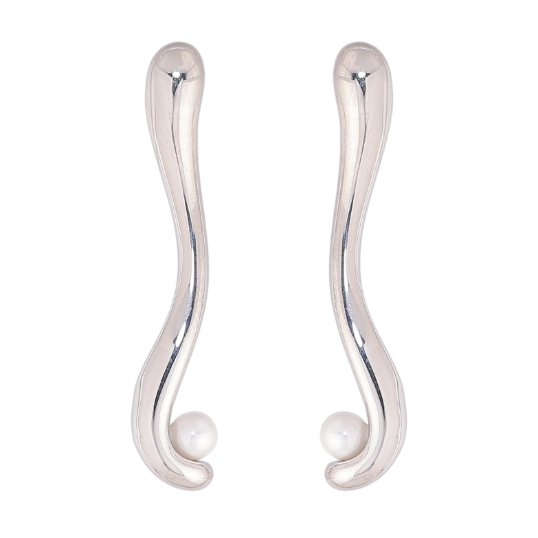 Сережки Нержавіюча сталь пусети "Візерунок з перлинами" фото №1