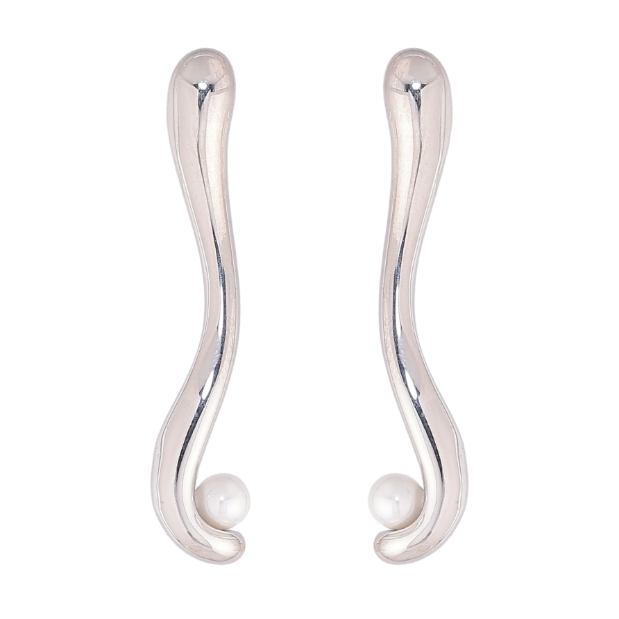 Серьги Нержавеющая сталь пусеты "Узор с жемчужинами" фото №1