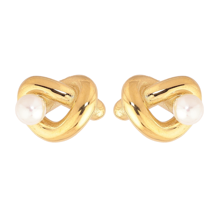 Сережки Нержавіюча сталь пусети "Сердечки з перлинами" фото №23