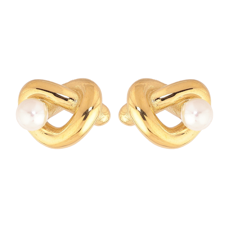 Сережки Нержавіюча сталь пусети "Сердечки з перлинами" фото №1 Сережки Нержавіюча сталь пусети "Сердечки з перлинами" фото №1