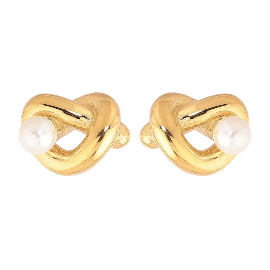 Сережки Нержавіюча сталь пусети "Сердечки з перлинами" фото №1 Сережки Нержавіюча сталь пусети "Сердечки з перлинами" фото №1