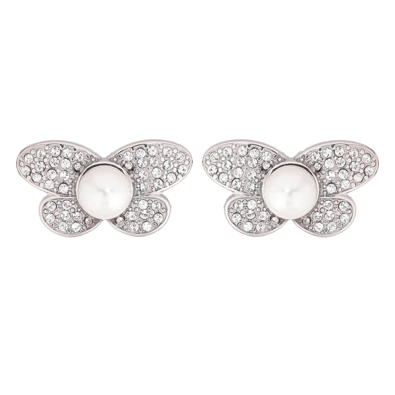 Серьги Нержавеющая сталь пусеты "Бабочки с жемчужинами" фото №2