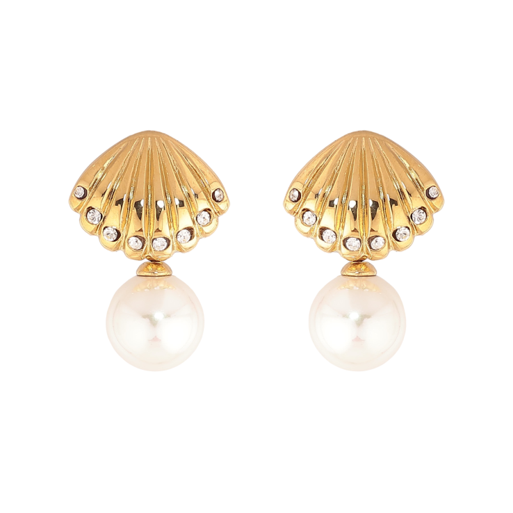 Сережки Нержавіюча сталь пусети "Мушля з перлиною" фото №6 Сережки Нержавіюча сталь пусети "Мушля з перлиною" фото №6