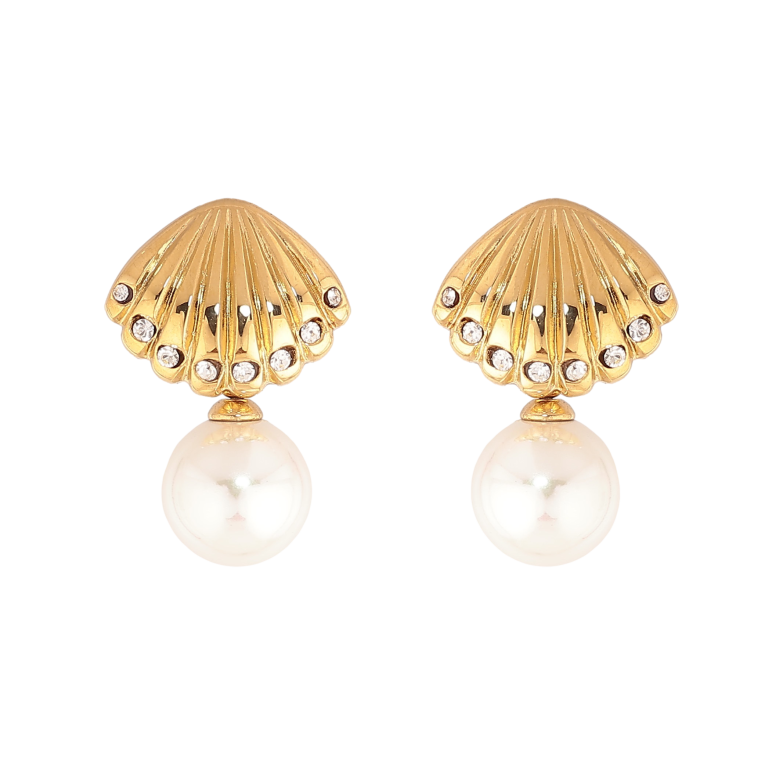 Серьги Нержавеющая сталь пусеты "Ракушки с жемчужинами" фото №1 Серьги Нержавеющая сталь пусеты "Ракушки с жемчужинами" фото №1