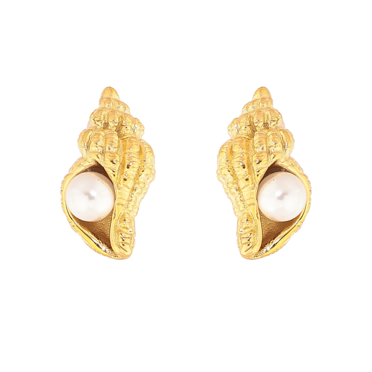 Сережки Нержавіюча сталь пусети "Мушлі з перлинами" фото №17