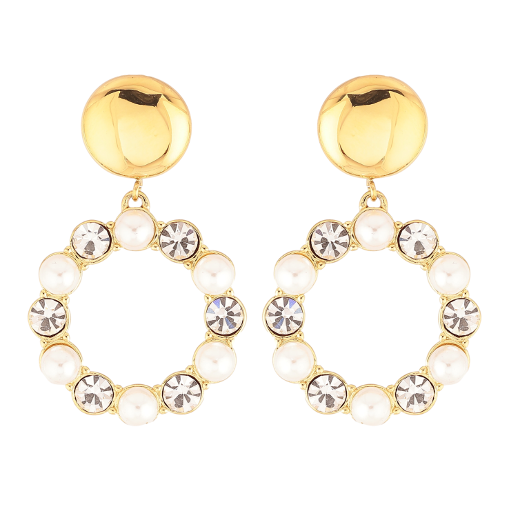 Сережки Нержавіюча сталь пусети "Перлинно-кристальні кільця" фото №22 Сережки Нержавіюча сталь пусети "Перлинно-кристальні кільця" фото №22