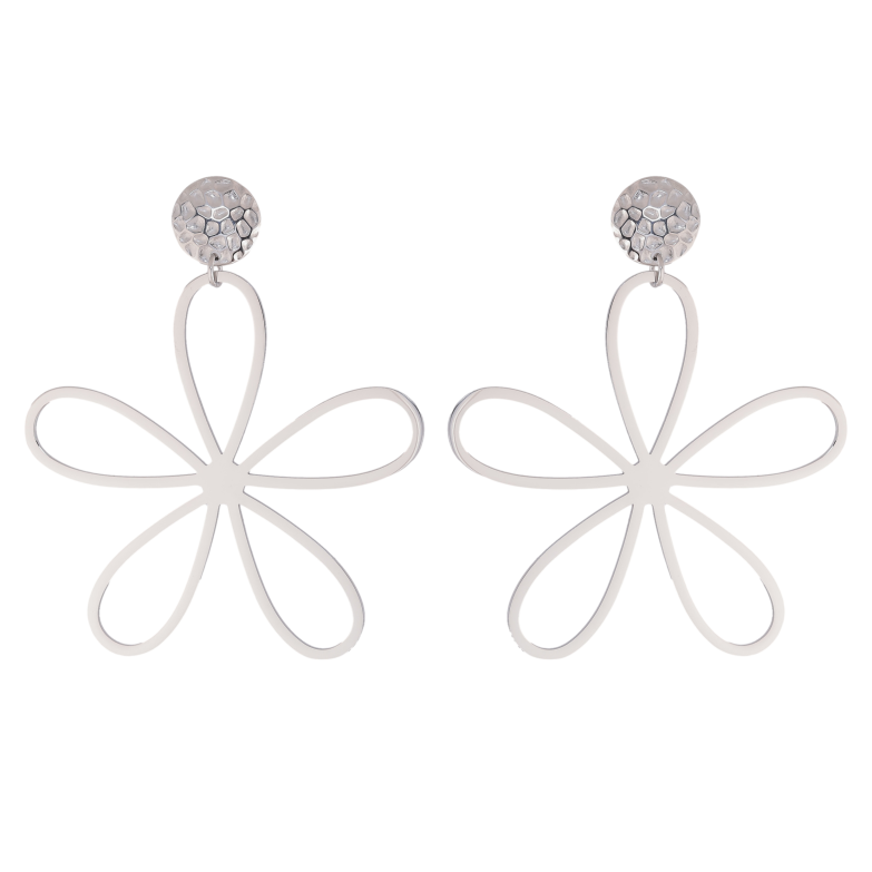 Сережки Нержавіюча сталь пусети "Квіткові підвіски" фото №7