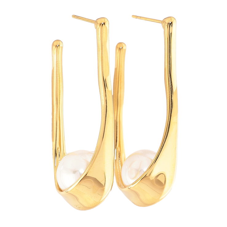 Сережки Нержавіюча сталь пусети "Дуги з перлинами" візерунок на один бік фото №24 Сережки Нержавіюча сталь пусети "Дуги з перлинами" візерунок на один бік фото №24