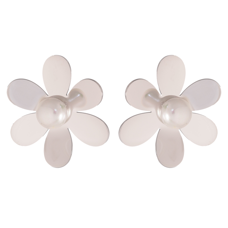 Серьги Нержавеющая сталь пусеты "Цветочки с жемчужинами" фото №22