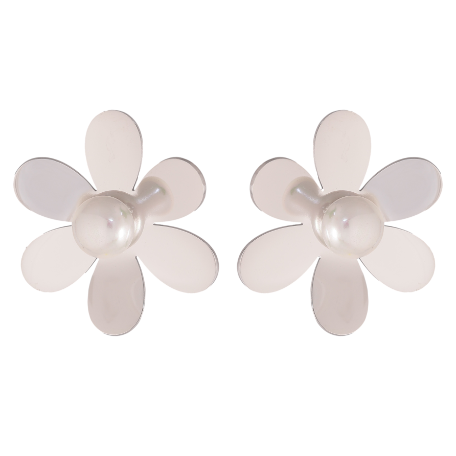 Серьги Нержавеющая сталь пусеты "Цветочки с жемчужинами" фото №1