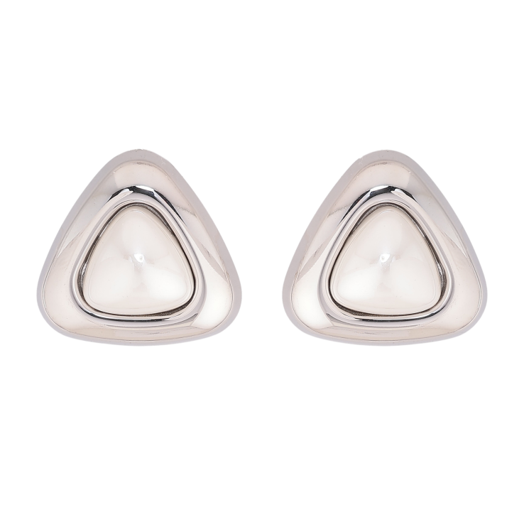 Сережки Нержавіюча сталь пусети "Трикутники з перлинами" фото №12