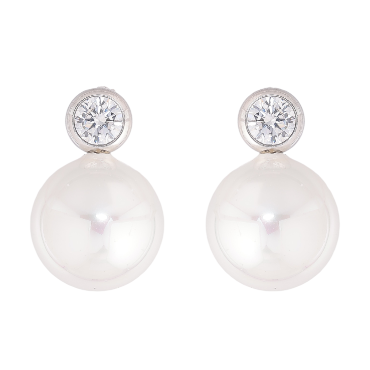 Сережки Нержавіюча сталь пусети "Кристали з перлинами" фото №4