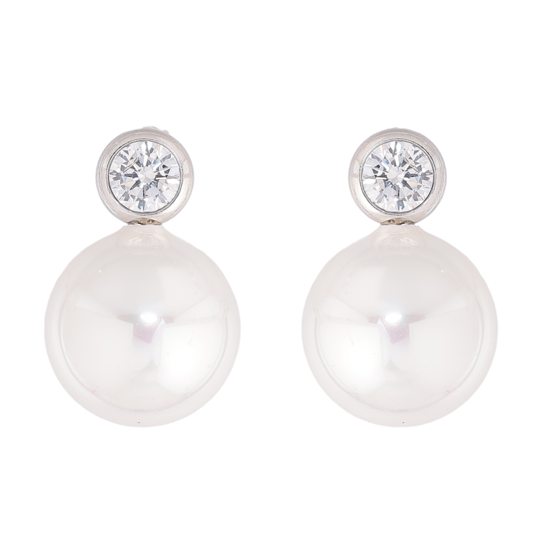 Сережки Нержавіюча сталь пусети "Кристали з перлинами" фото №24