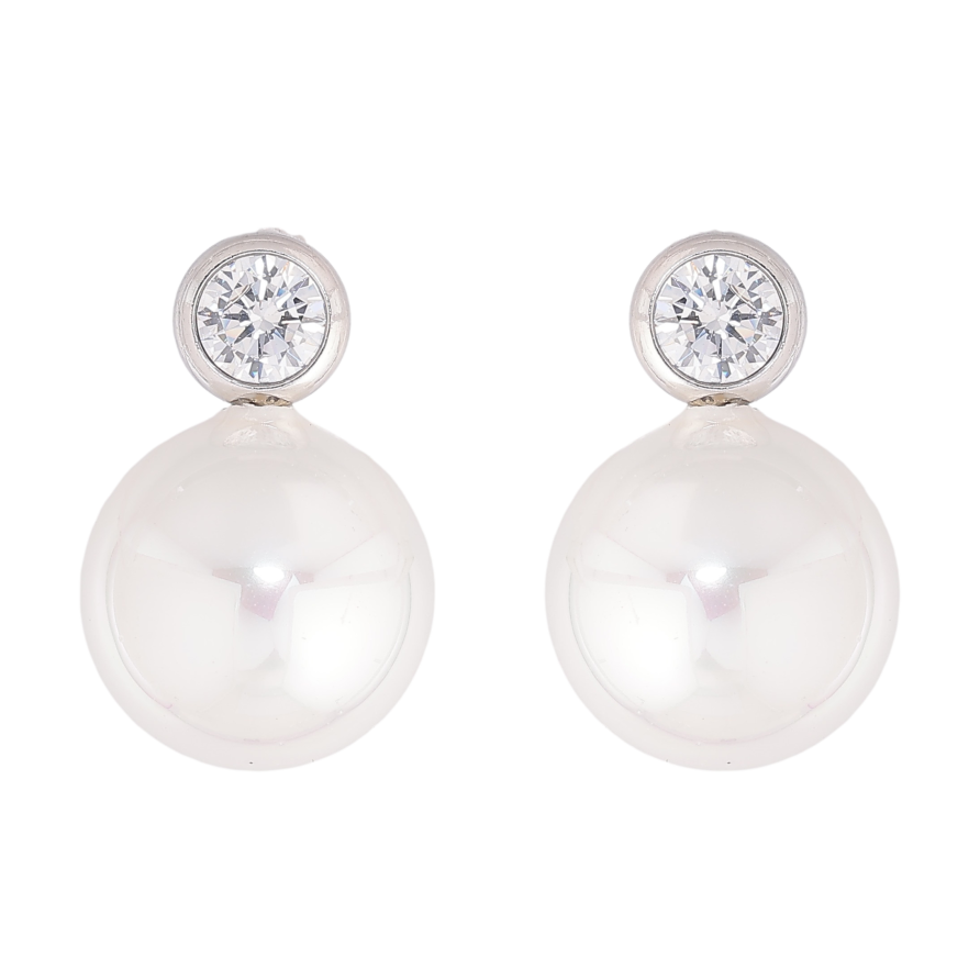 Сережки Нержавіюча сталь пусети "Кристали з перлинами" фото №1