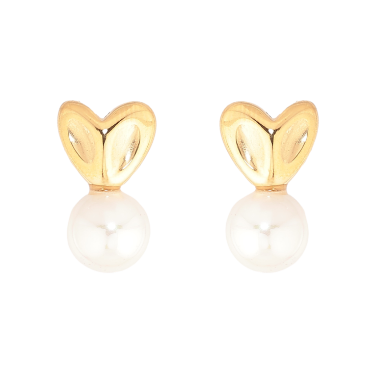 Сережки Нержавіюча сталь пусети "Сердечки з перлинами" фото №12