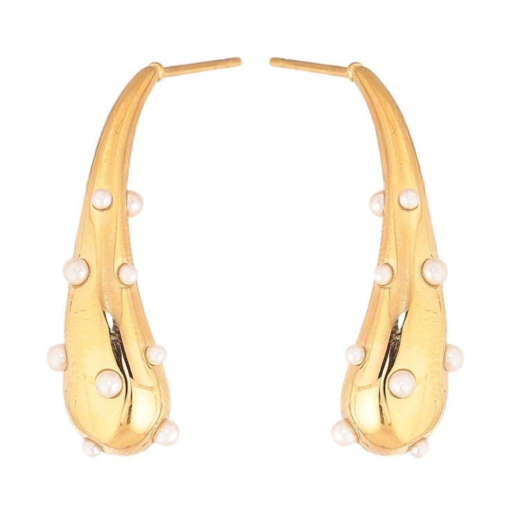 Сережки Нержавіюча сталь пусети "Візерунок з перлинними вставками" фото №11