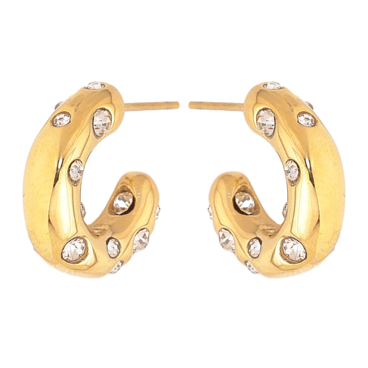 Сережки Нержавіюча сталь пусети "Дуги із вставками кристалів" фото №3